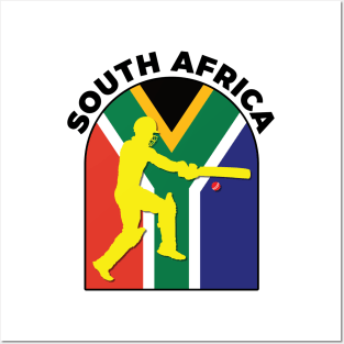 South Africa Cricket Batsman South Africa Flag Posters and Art
